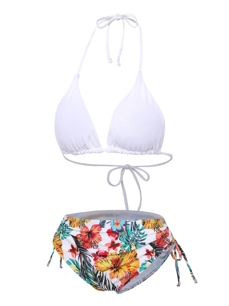 Set Bikini con lacci e copricostume tropicale anni '60