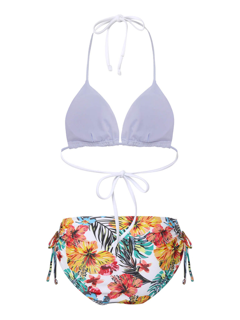 Set Bikini con lacci e copricostume tropicale anni '60