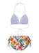 Set Bikini con lacci e copricostume tropicale anni '60