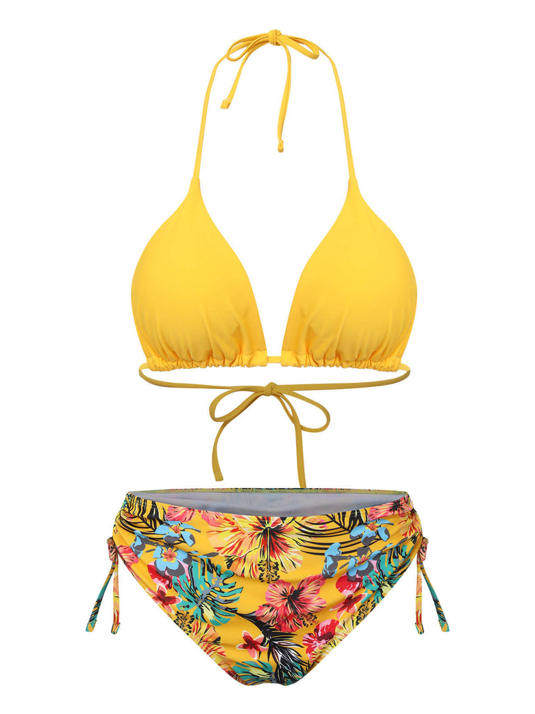 Set Bikini con lacci e copricostume tropicale anni '60