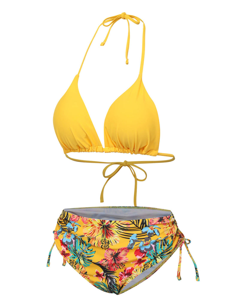Set Bikini con lacci e copricostume tropicale anni '60