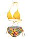 Set Bikini con lacci e copricostume tropicale anni '60