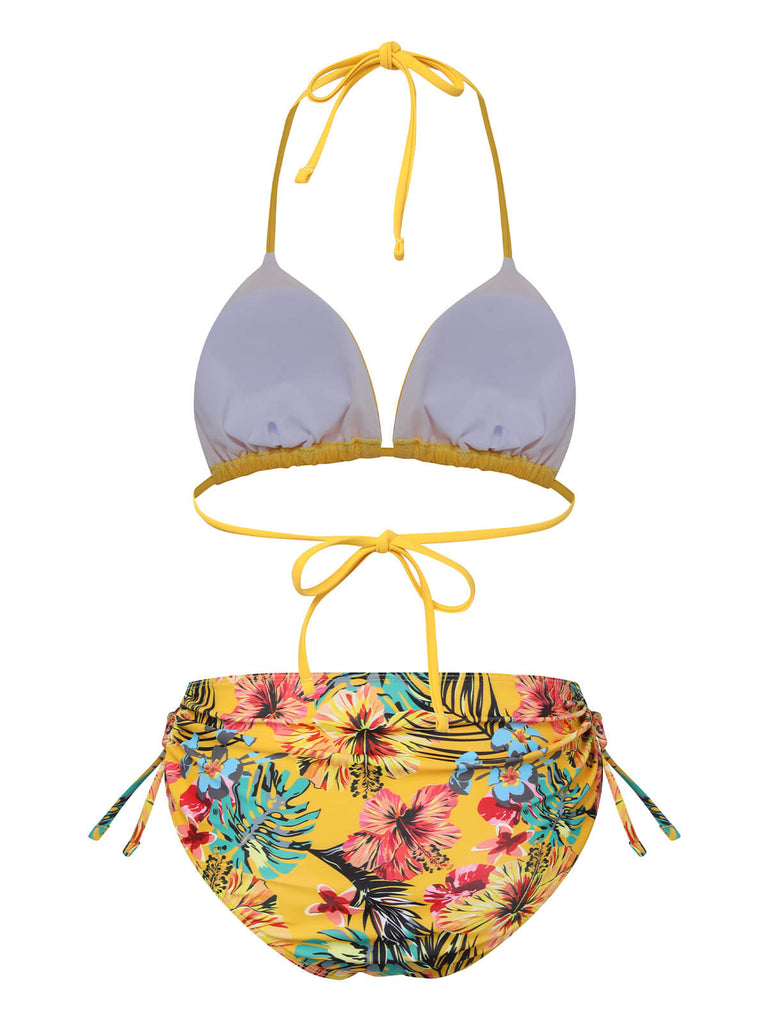 Set Bikini con lacci e copricostume tropicale anni '60