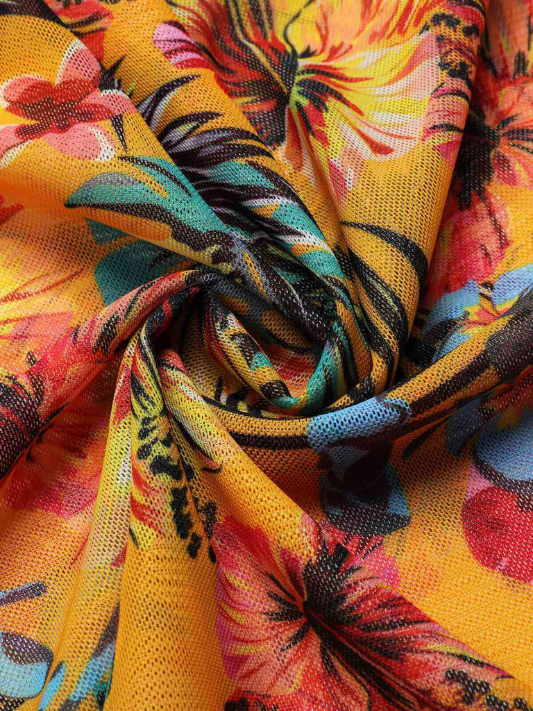 Set Bikini con lacci e copricostume tropicale anni '60