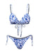 Bikini in porcellana con spalline sottili blu e bianco anni '50