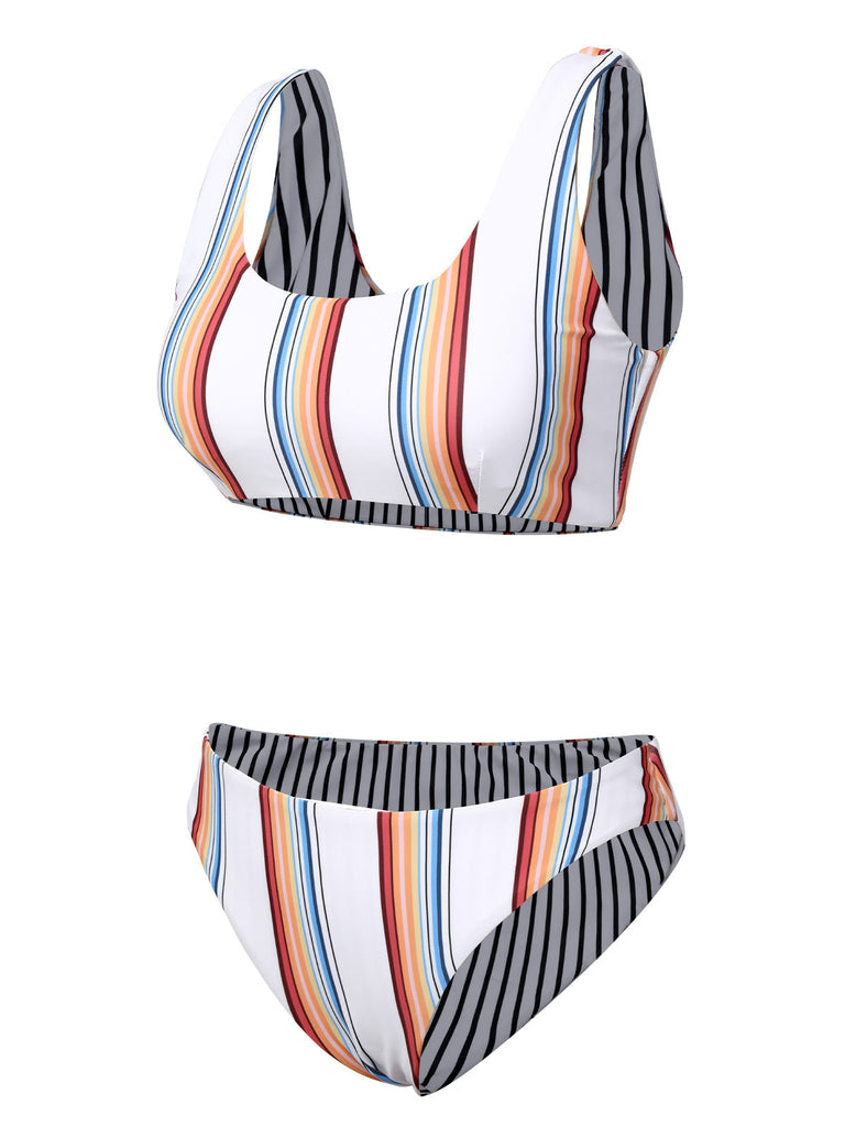 Costumi a righe con spalline bianco anni '50