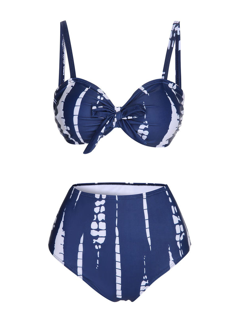 Costumi e copricostume grafiche tinte con spalline blu anni '60