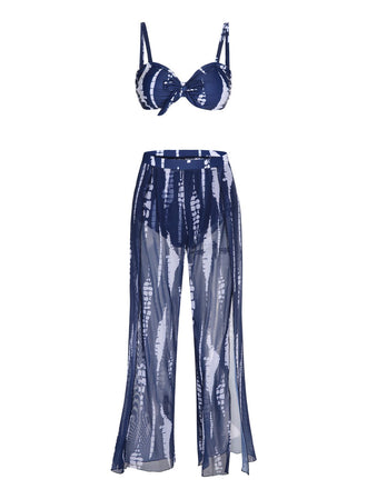 Costumi e copricostume grafiche tinte con spalline blu anni '60