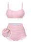 Costumi in rete a quadri spalline sottili rosa anni '40