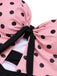 Costumi intero a pois con scollo all'americana rosa anni '50