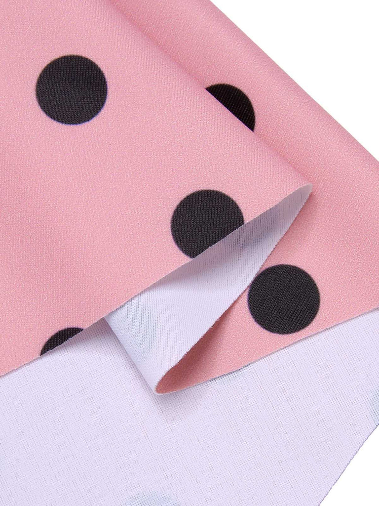 Costumi intero a pois con scollo all'americana rosa anni '50