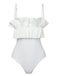 Costumi intero a fascia con volant bianco anni '70