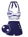 Costumi a righe scollo all'americana blu scuro anni '40