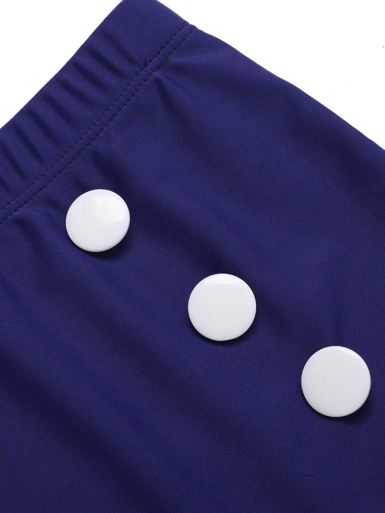Costumi a righe scollo all'americana blu scuro anni '40