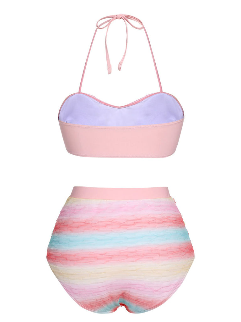 Costumi arcobaleno con fiocco in rete multicolore anni '60
