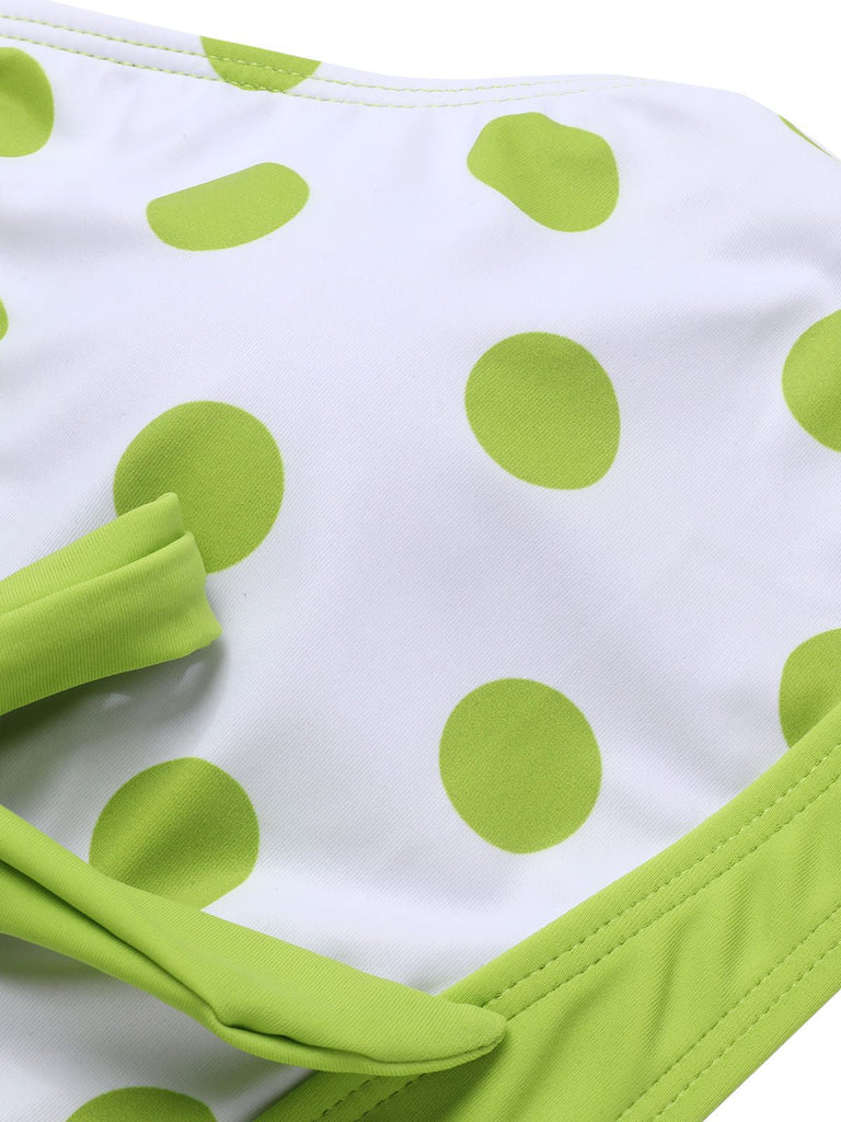 Costumi a pois con spalline sottili verde anni '50