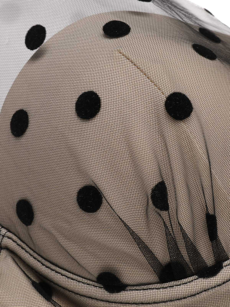 Costumi nero a rete pois scollo all'americana anni '50