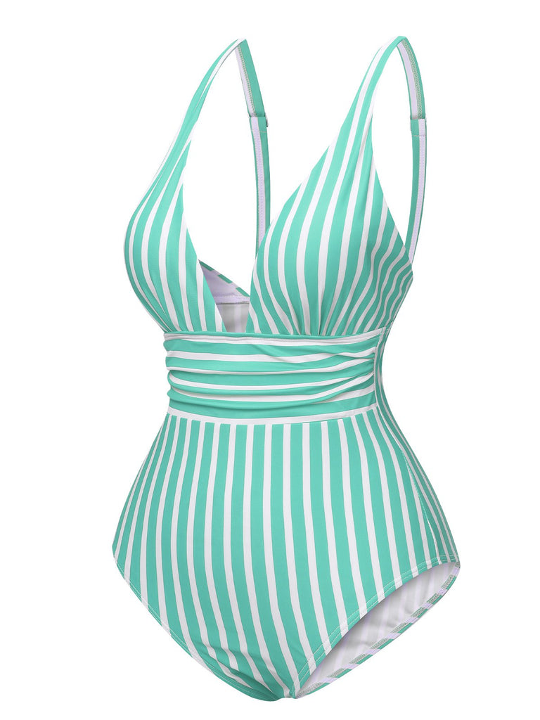 Costumi intero a righe con spalline sottili anni '50