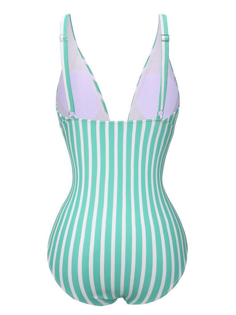 Costumi intero a righe con spalline sottili anni '50