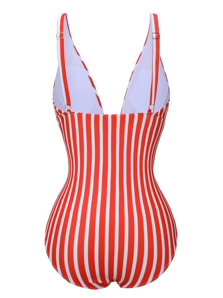 Costumi intero a righe con spalline sottili anni '50