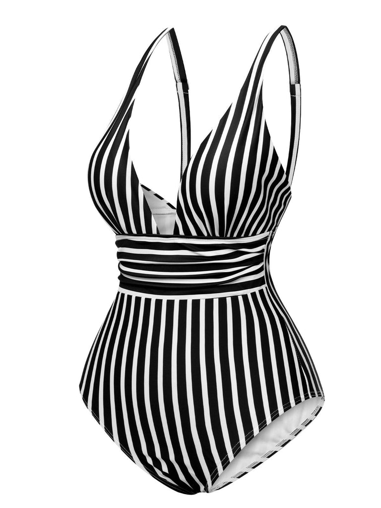 Costumi intero a righe con spalline sottili anni '50
