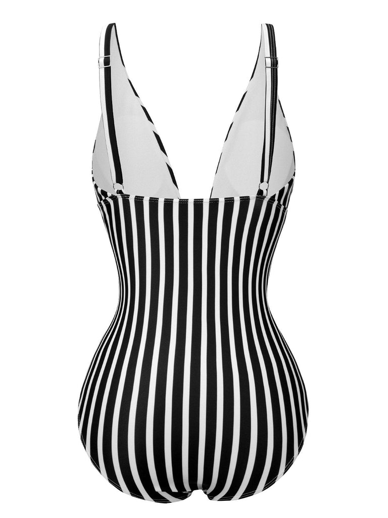 Costumi intero a righe con spalline sottili anni '50