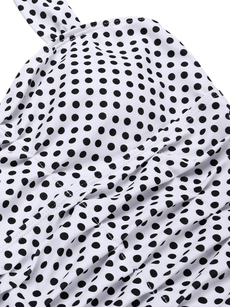 Costumi con gonna a pois scollo all'americana bianco anni '40