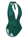 Costumi intero scollo a V profondo stampa floreale verde anni '40