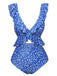 Costumi intero con volant floreale blu anni '50