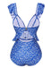 Costumi intero con volant floreale blu anni '50