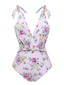 Costumi intero floreale lacci sulle spalle lavanda anni '40