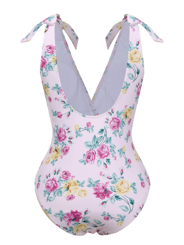 Costumi intero floreale lacci sulle spalle lavanda anni '40