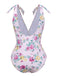Costumi intero floreale lacci sulle spalle lavanda anni '40