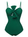 Costumi intreo spalline sottili e fiocco verde scuro anni '40