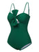 Costumi intreo spalline sottili e fiocco verde scuro anni '40