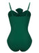 Costumi intreo spalline sottili e fiocco verde scuro anni '40