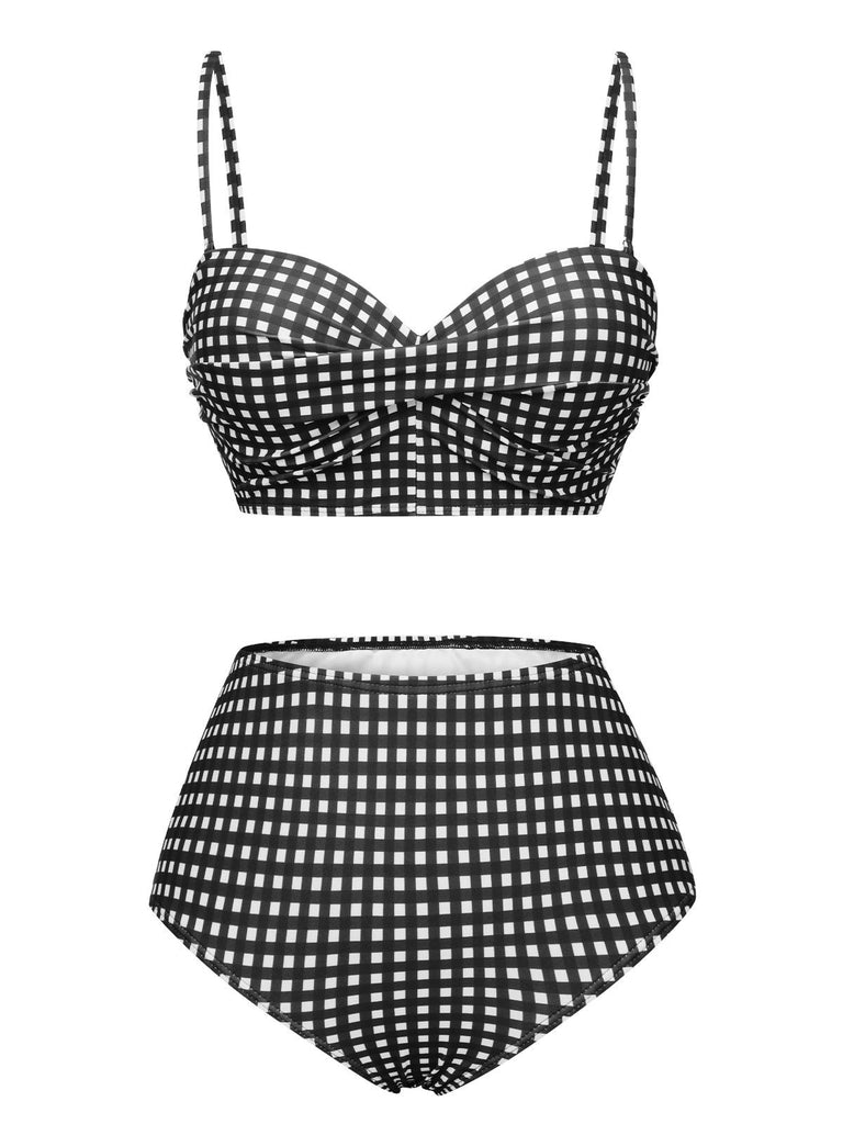 Costumi plaid gingham con spalline sottili anni '50
