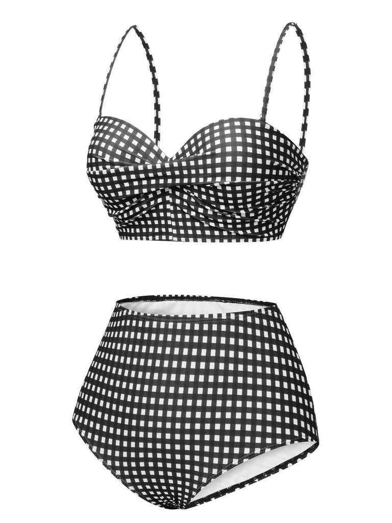 Costumi plaid gingham con spalline sottili anni '50