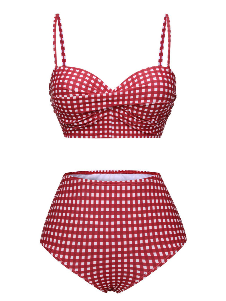 Costumi plaid gingham con spalline sottili anni '50