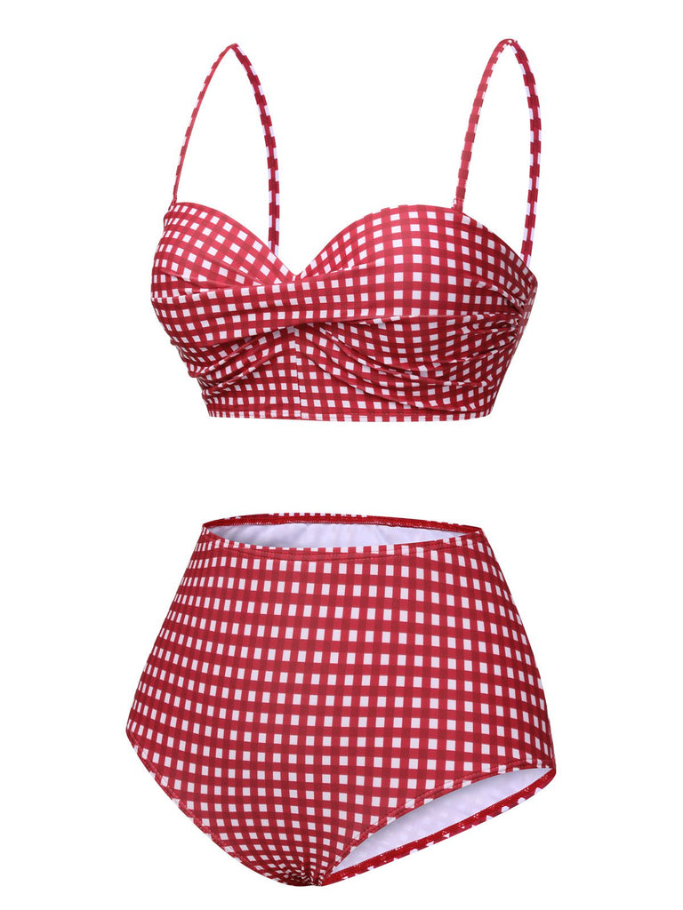 Costumi plaid gingham con spalline sottili anni '50