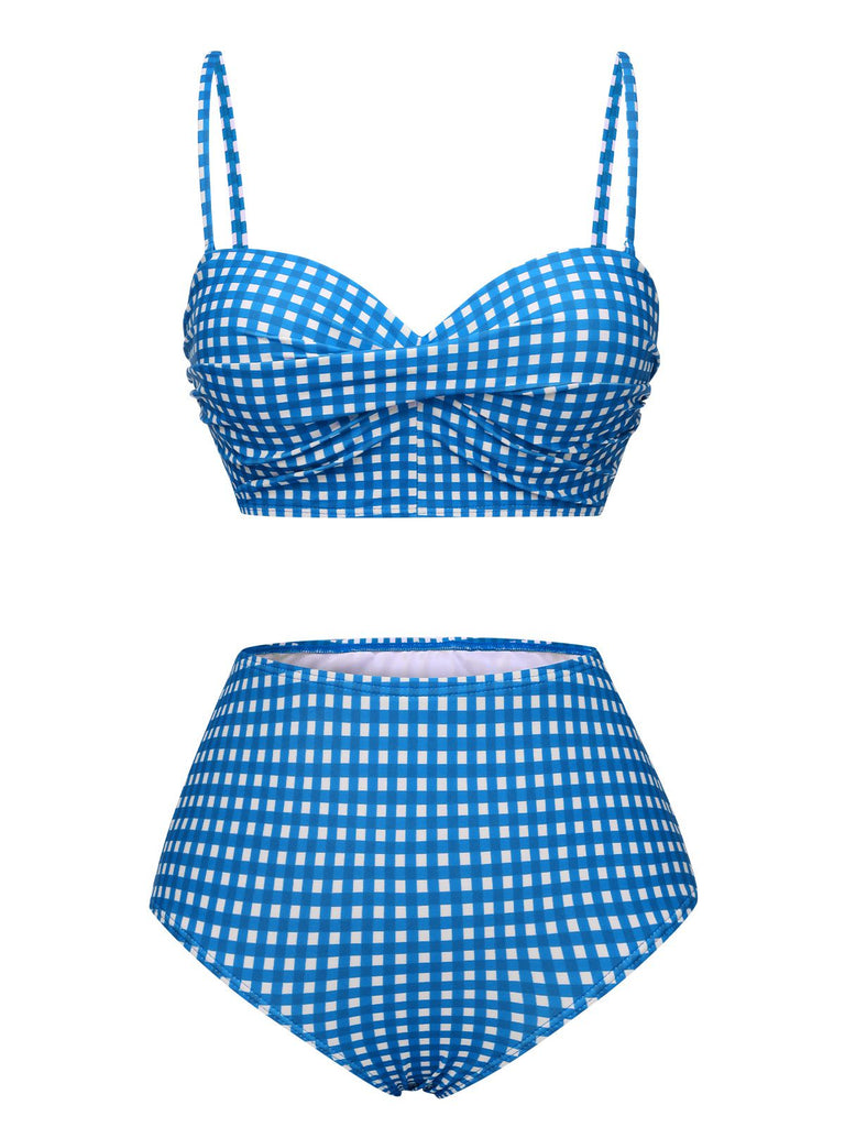 Costumi plaid gingham con spalline sottili anni '50