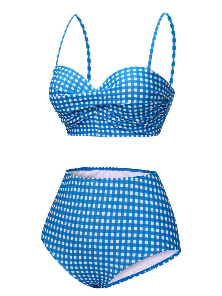 Costumi plaid gingham con spalline sottili anni '50