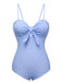 Costumi intero plaid spalline sottili annodato blu anni '50