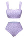 Costumi floreale con spalline larghe lavanda anni '50