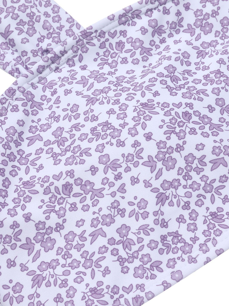 Costumi floreale con spalline larghe lavanda anni '50