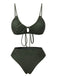 Set bikini con lacci spalline sottili verde militare anni '50
