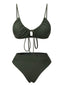 Set bikini con lacci spalline sottili verde militare anni '50