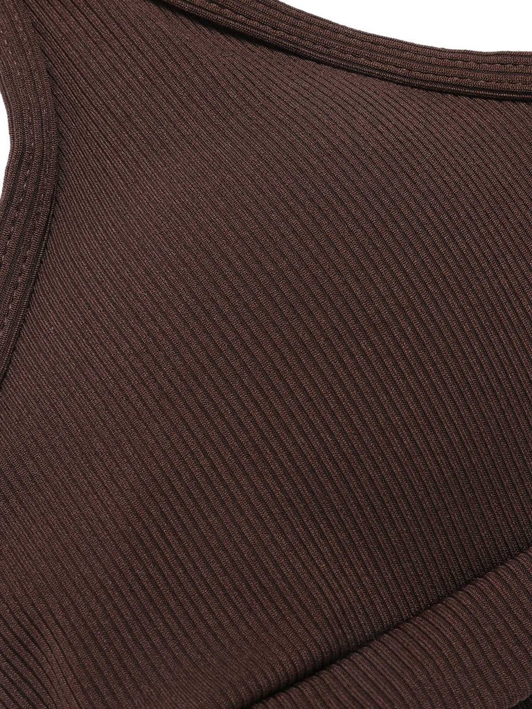 Costumi con spalline sottili tinta unita marrone anni '50