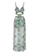 2PCS Costumi e copricostume con piante tropicali verde anni '50