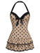 Costume da bagno intero fiocco a pois blu anni '40